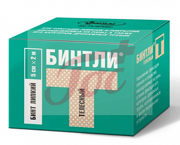 Бинт Бинтли-Т липкий неткан с тиснением 5смх2м