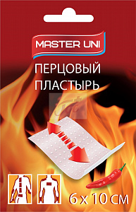 Пластырь перцовый Мастер Юни 6х10см арт.11095501