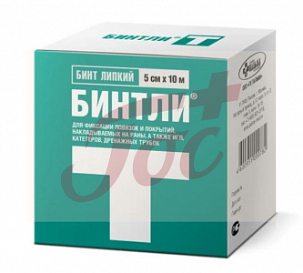 Бинт Бинтли-Т липкий неткан с тиснением 5смх10м